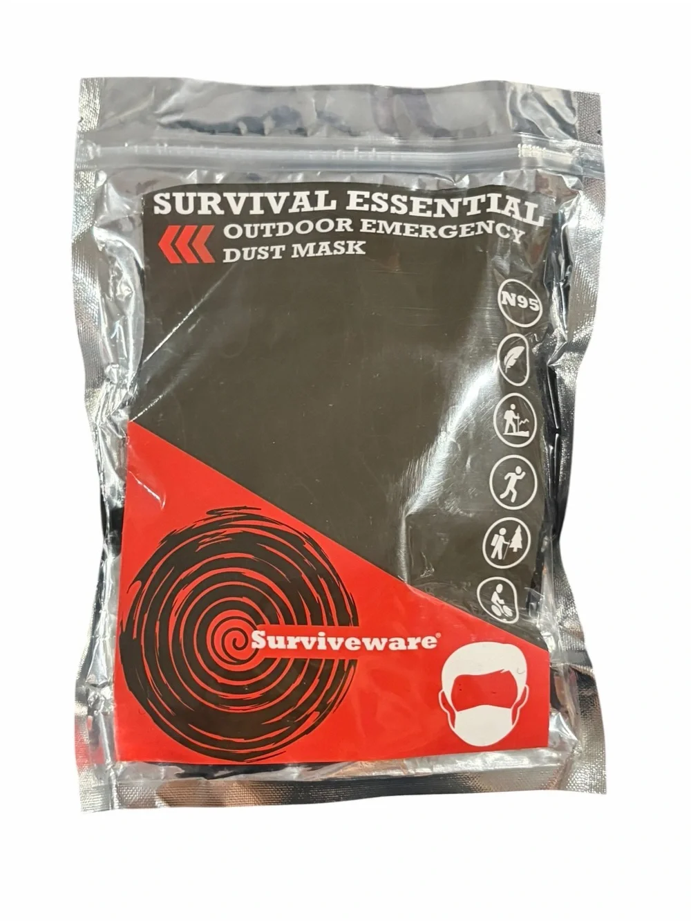 Surviveware N95 Outdoor Emergency Dust Mask Black NWT